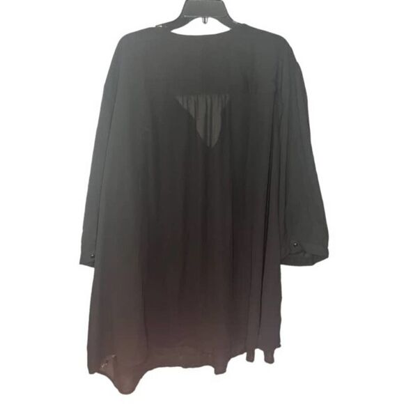 Woman Within Black Sheer 3/4 Sleeve Blouse Top Shirt Plus Size 5X 38/40 Sequins - Picture 2 of 9